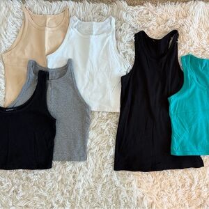 Amazon Women's Crop Tank Tops - Black, Gray, White, Tan, Teal